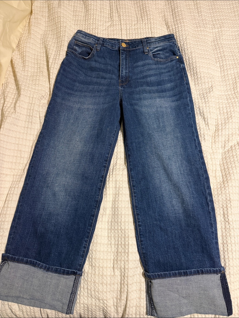 Kut from the Kloth Women's Dark Blue Boyfriend Jeans with Cuffed Hem
